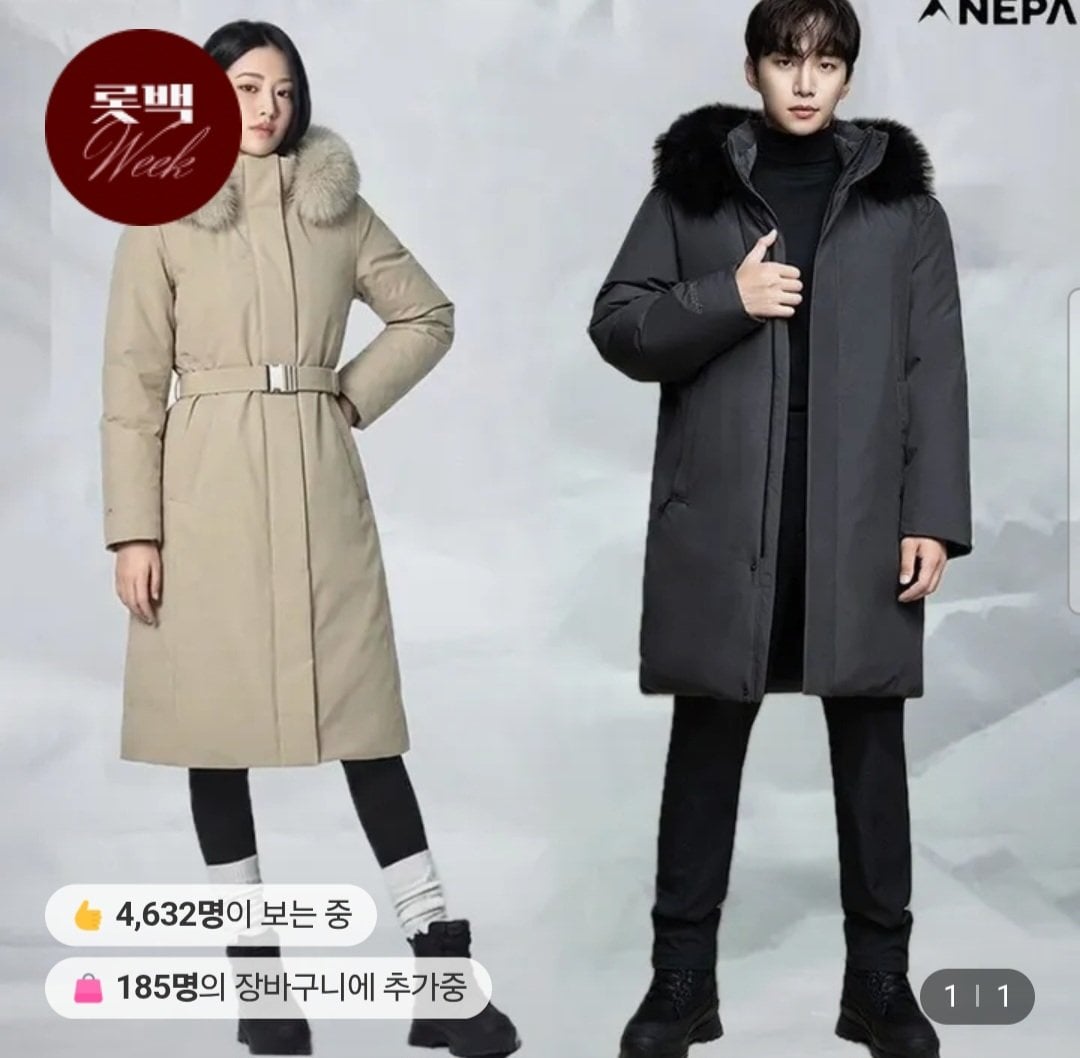 [롯데온] 네파 아르테 고어텍스 롱다운 구스