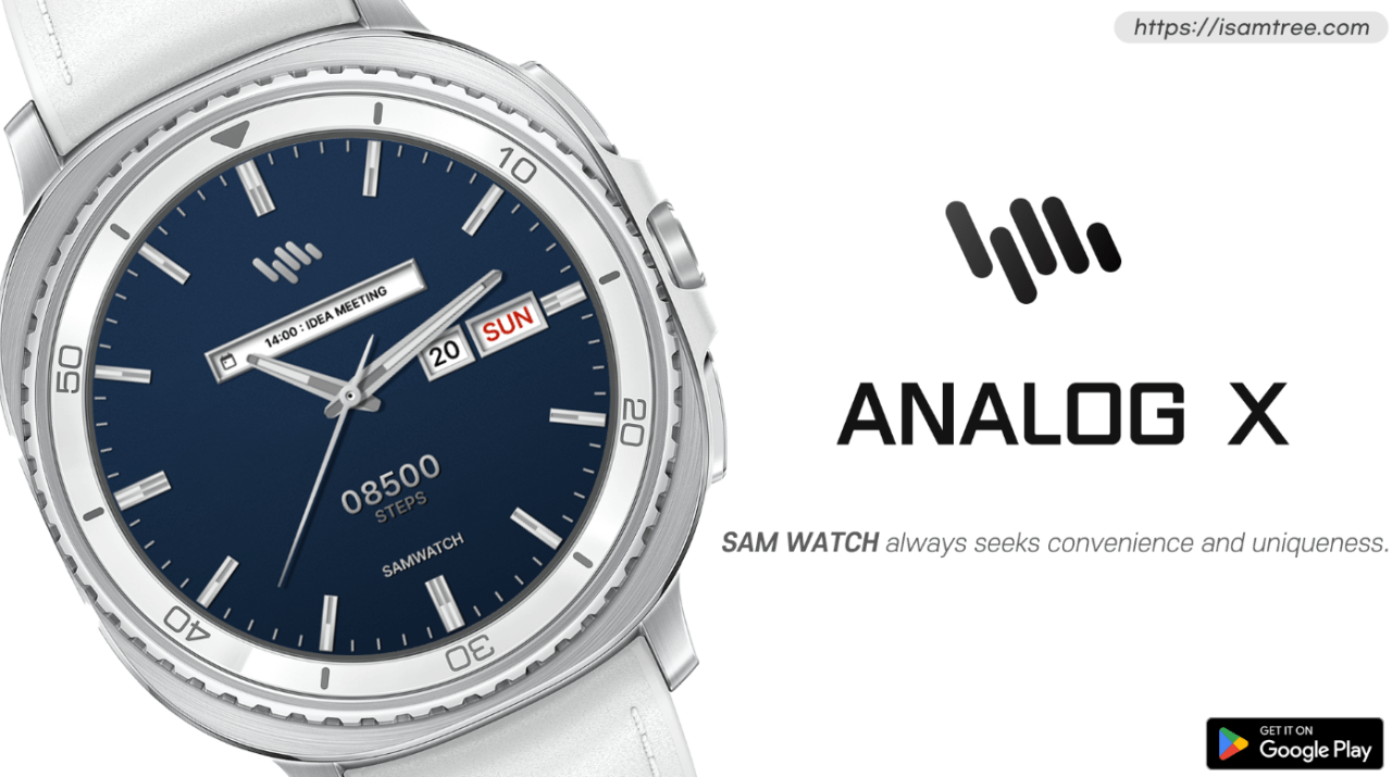 [구글플레이] 갤럭시워치 페이스 SamWatch Analog X , Digital VI 2종 무료 (0원) (무료)