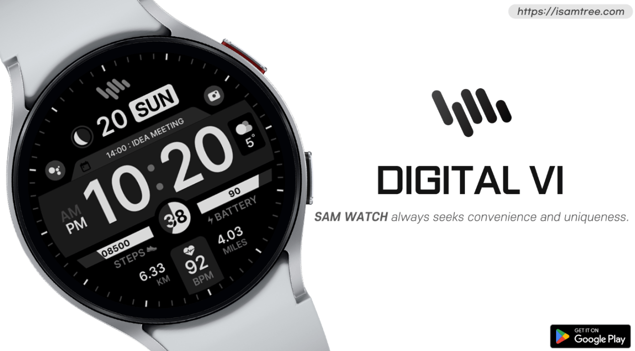 [구글플레이] 갤럭시워치 페이스 SamWatch Analog X , Digital VI 2종 무료 (0원) (무료)