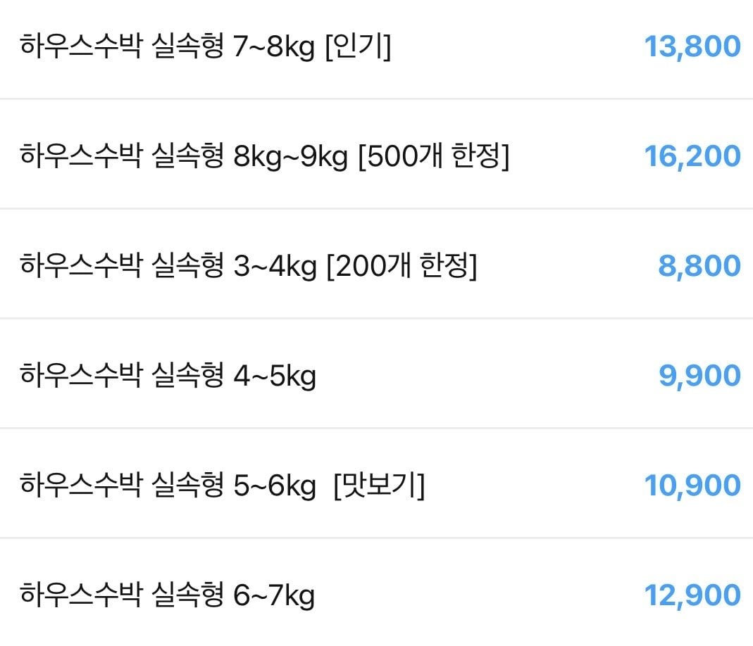 [오늘의집] 고당도하우스 수박 실속형 4~5kg (카카오페이8,910) (무료)