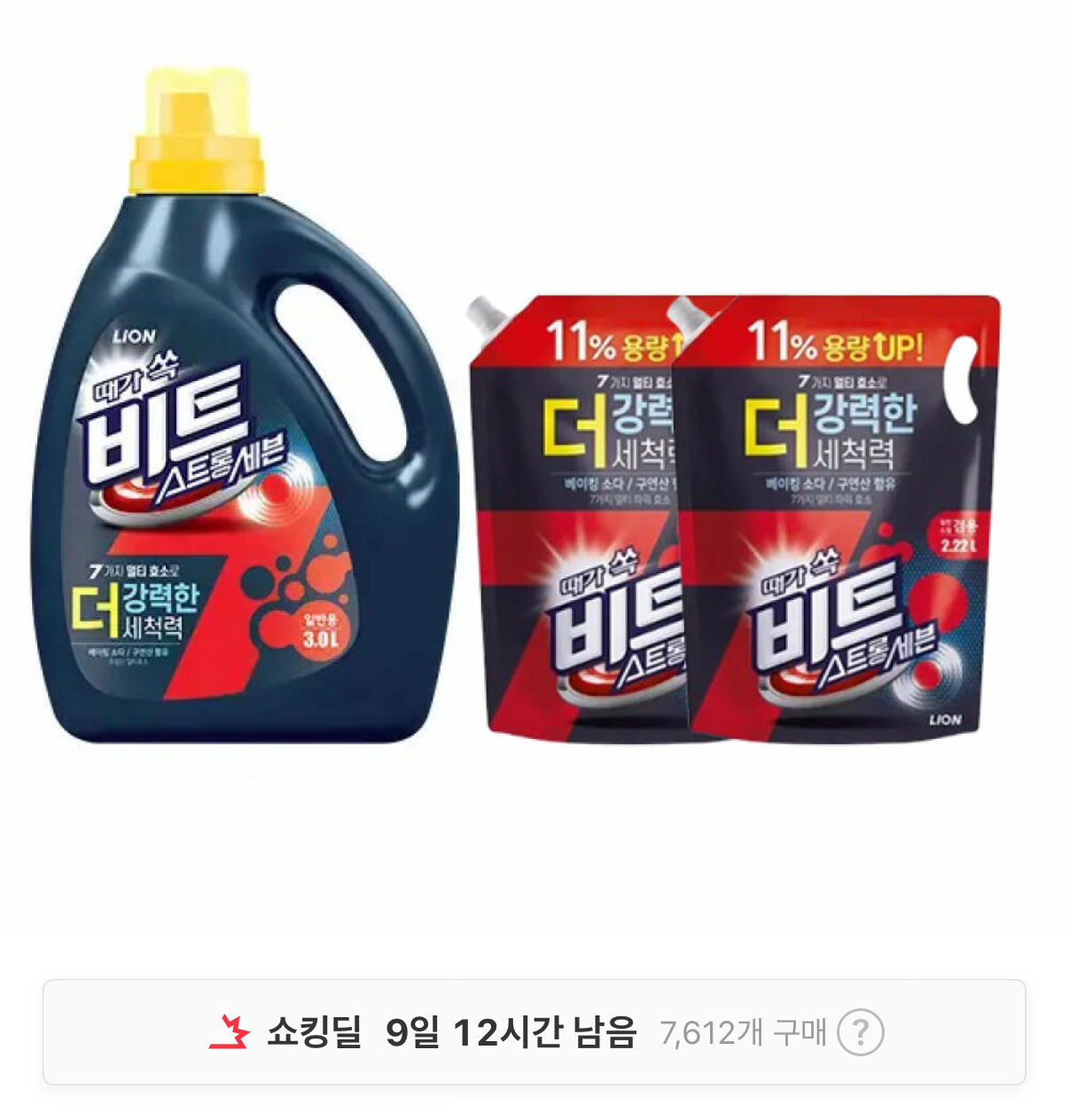 IMG_0197.png [11번가] 비트 스트롱세븐 일반 3L 용기, 1개 + 일반드럼겸용 2.22L 리필, 2개 (티멤버십14,300) (무료)