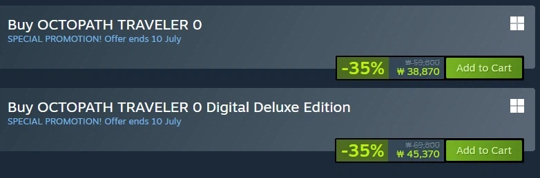 [Steam] Octopath Traveler 0 Giảm giá 35% 38.870 won_1.webp