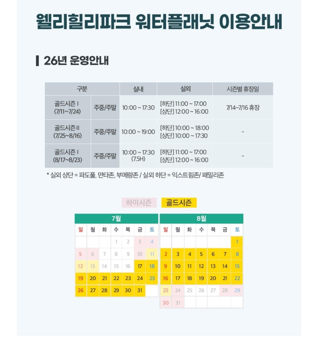 [Lotte On] Phòng công viên Welli Hilli + vé công viên nước cả ngày (16/7~22/8) (161.500 won) (miễn phí)