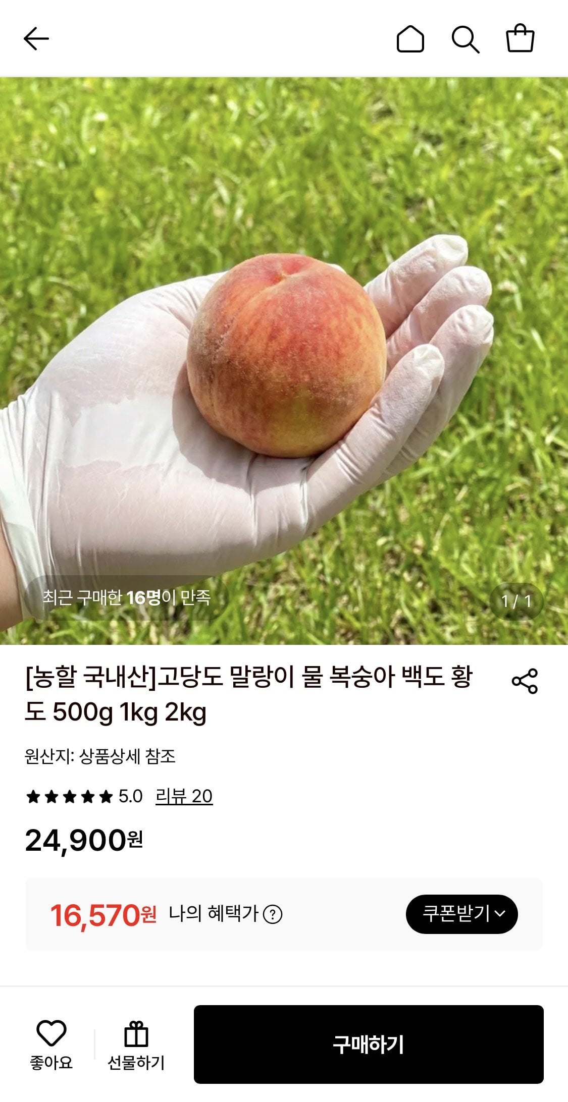 1000003197.jpg [롯데온] 말랑이복숭아 2kg 대과 6~8과 (16,570원) (무료)