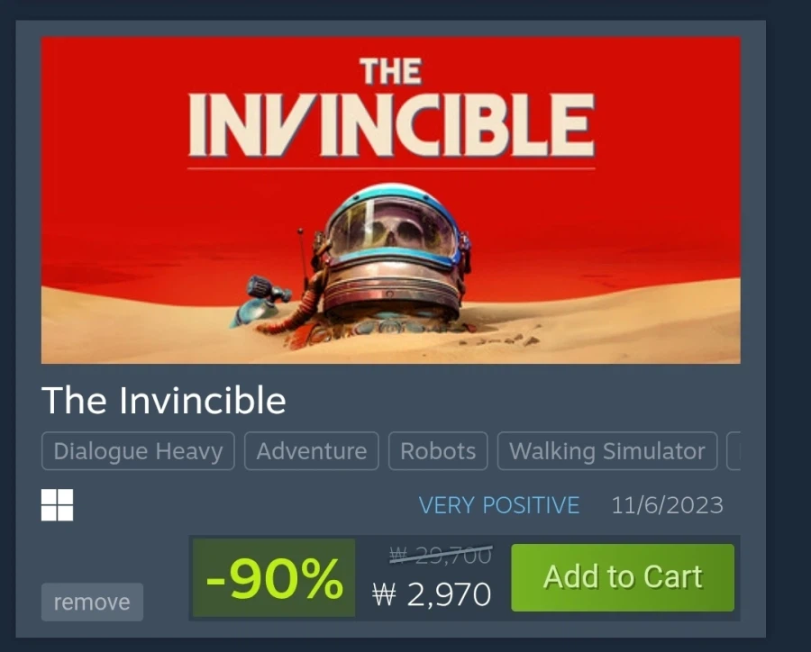 [Steam] Giảm giá 90% bất khả chiến bại 3300 Won_1.webp