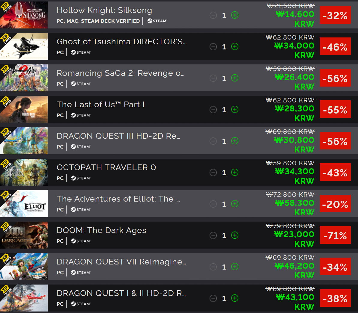 image.png [Green Man Gaming] XP Deal) Giá lịch sử của Horizon Forbidden West (2,7 cho vàng trở lên) và trò chơi Steam (0 khác nhau cho mỗi sản phẩm) (miễn phí)