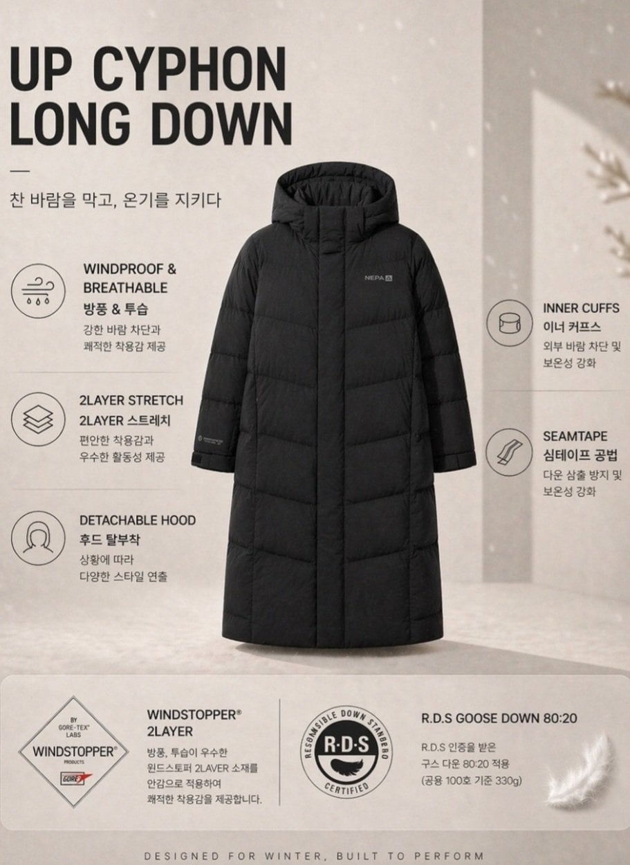 Screenshot_20260703_220554_Samsung Browser.jpg [롯데온] 네파 업사이폰 윈드스토퍼 고어텍스 롱 다운 (150,750원) (무료)