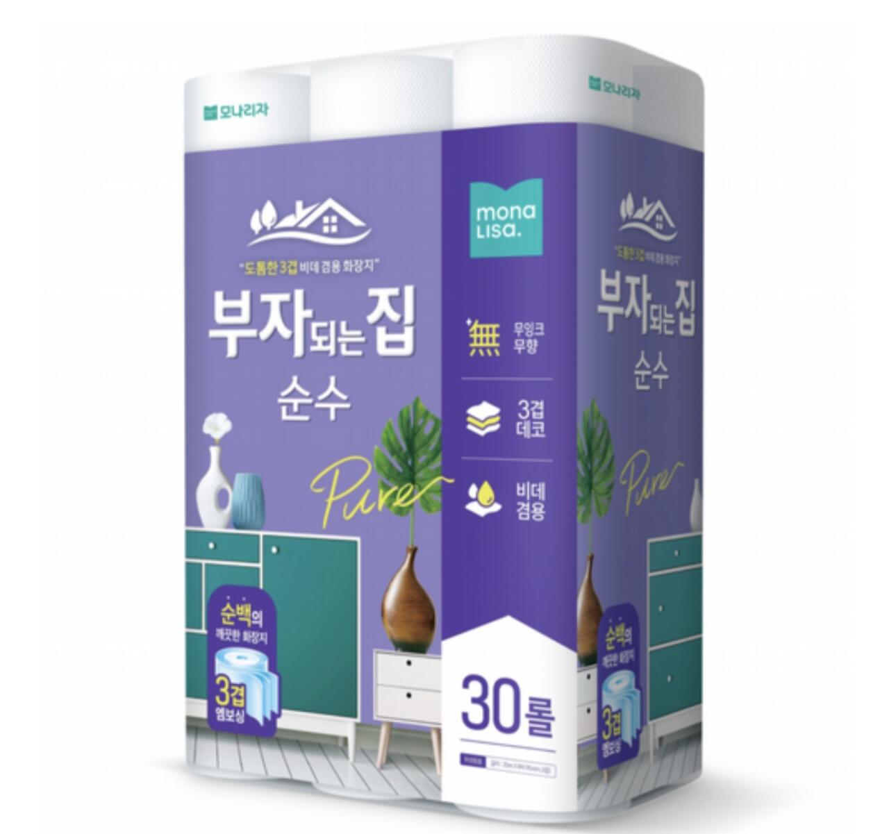 1000057756.jpg [쿠팡] 모나리자 부자되는집 순수데코 롤화장지 3겹 25m 30롤 (8,500원) (무료)