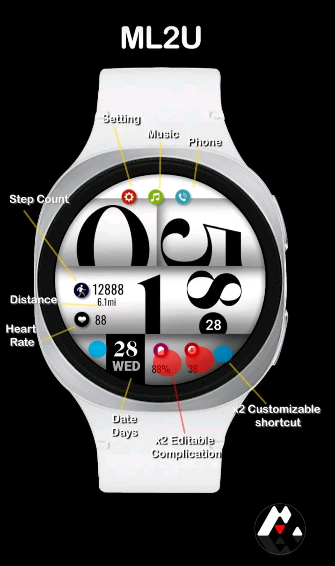 [WearOS] Mặt đồng hồ ML2U 97 (Miễn phí) (Miễn phí)