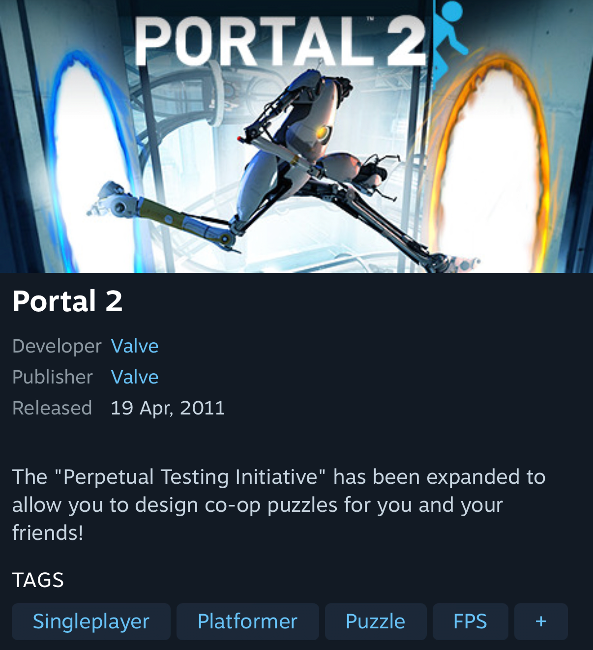 1396.png [스팀] Portal 2 (2,200원) (무료)