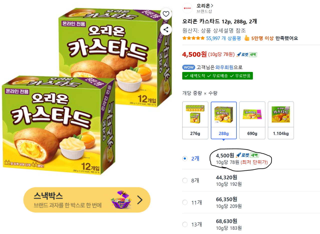 image.png [쿠팡] 오리온 카스타드 12p, 2개 (4,500원) (와우0무료)