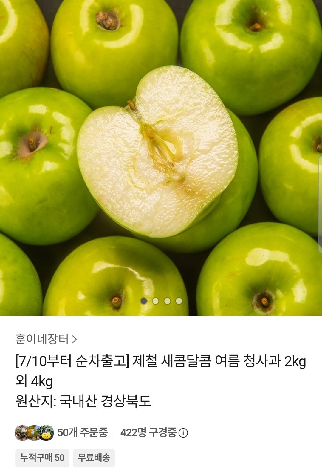 Screenshot_20260709_095709_Chrome.jpg [카카오] 청사과 2kg 소과 (9,900원) (무료)