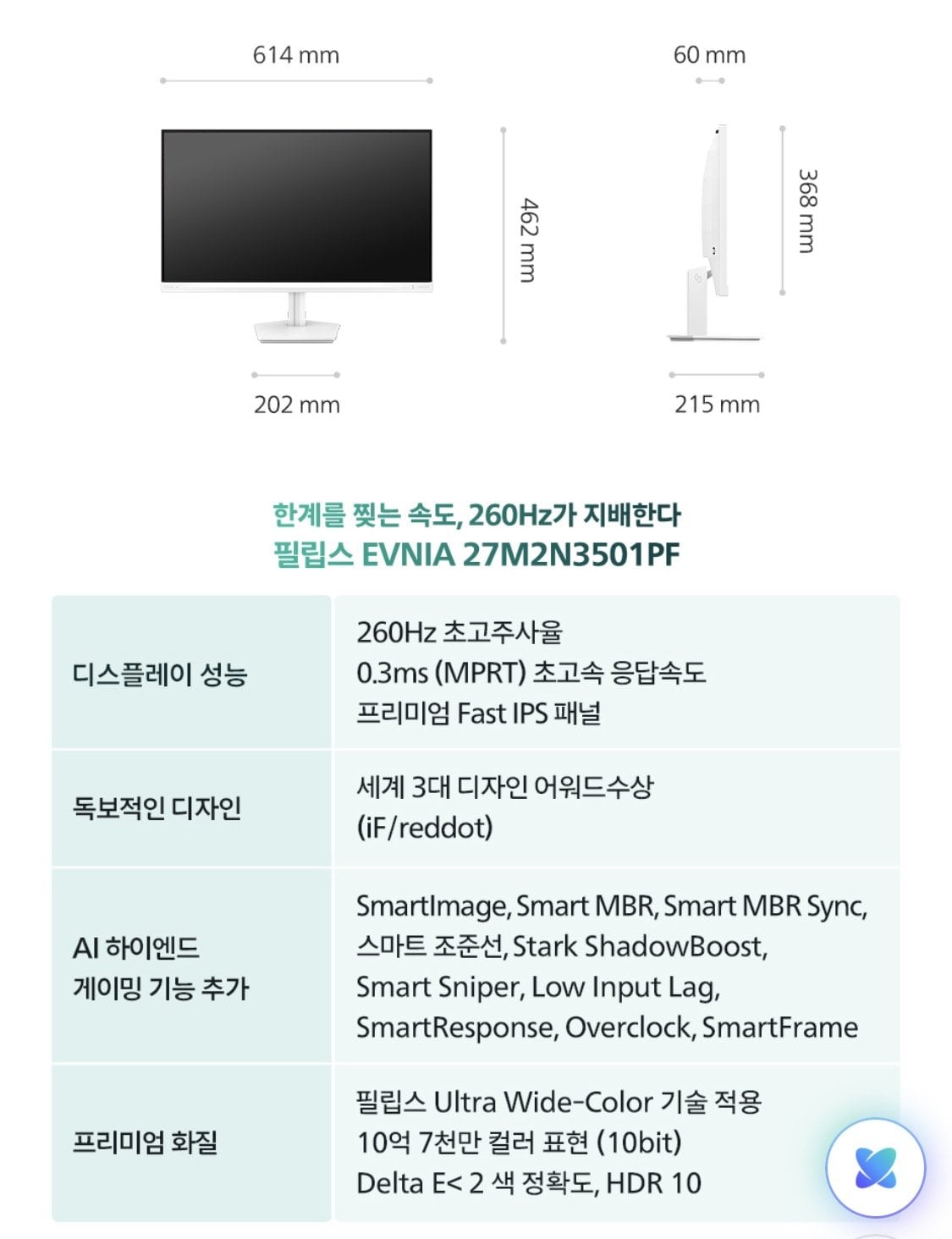 IMG_0193.jpeg [Naver] Màn hình chơi game màu trắng Philips Evnia 27M2N3501PF 27 inch QHD 260Hz (250.170 won) (Miễn phí)