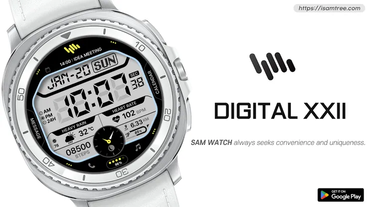 [Google Play] Galaxy Watch Face SamWatch Digital XXII (0 won) (Miễn phí)