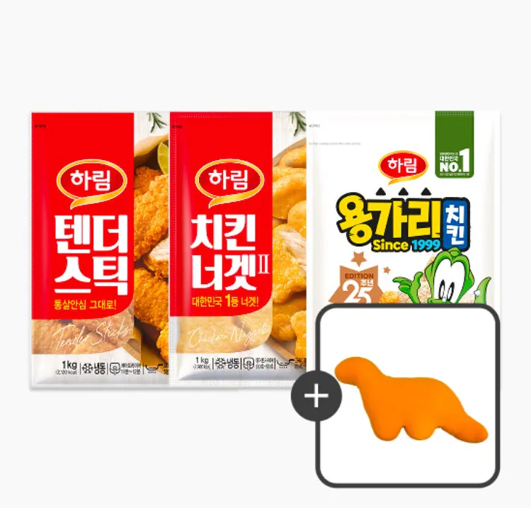 [Harim Mall/Payco] Thanh Tender 1kg + Gà viên 2 1kg + Gà Yonggari 1kg + Búp bê Yonggari mùa hè (30.600 won) (Miễn phí)