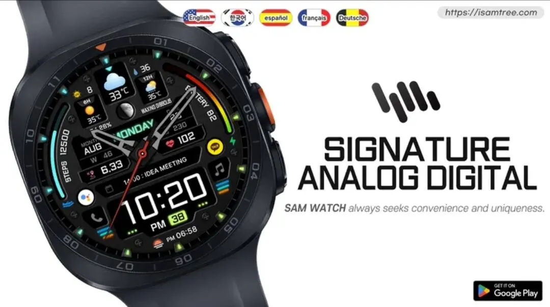[WearOS] Mặt đồng hồ SamWatch Signature AD (Phân phối miễn phí) (Miễn phí)