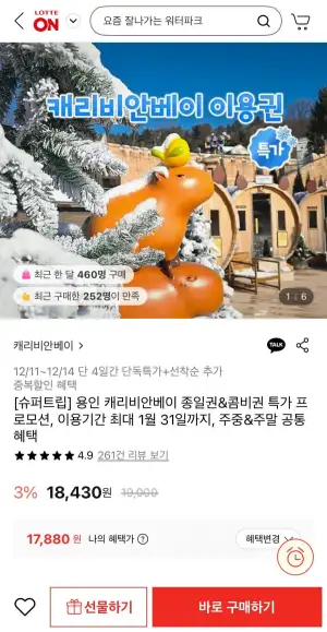 용인 캐리비안베이 종일권&콤비권