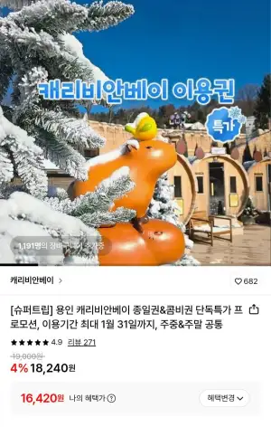용인 캐리비안베이 종일권&콤비권 단독특가 프로모션