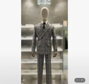 지이크 프리미엄 이태리 제브릭원단 캐시미어 블렌디드 글랜체크 더블정장