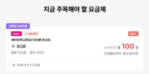 LGU+ 100분 5GB 12개월