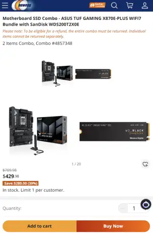 [뉴에그] (직구) ASUS TUF X870E + SN850X 2TB + TFORCE 1TB SSD