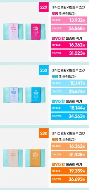 매직캔 호환 리필봉투 280 20개입