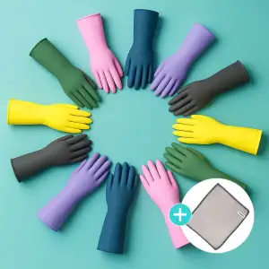 컬러풀 라텍스 국내산 고무장갑 식품용 6개(2색혼합)+3D수세미 증정 외 택1
