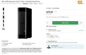 [기타] WD 18TB easystore USB 3.2 외장하드