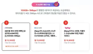 LGU+망 알뜰폰 LTE 100GB+5mbps 통문무 7개월