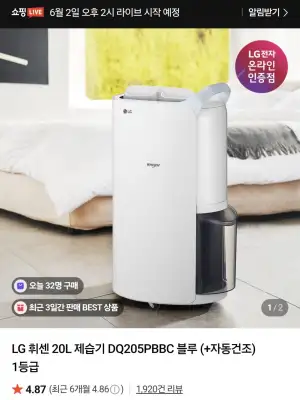 LG 휘센 제습기 DQ205PBBC 20L