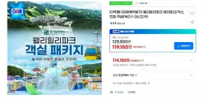 웰리힐리파크 워터파크/익스트림 객실PKG