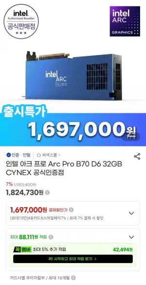 인텔 Arc Pro B70 D6 32GB