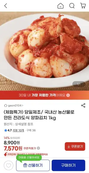 전라도식 양파김치 1kg