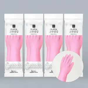 가성비가브랜드다 고무장갑, 베이비핑크, L, 4개