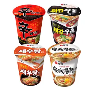 농심 신라면컵, 65g, 6개 + 안성탕면컵, 66g, 6개 + 튀김우동, 62g, 6개 + 새우탕컵, 67g, 6개