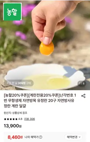 난각번호 1번 유정란 20구