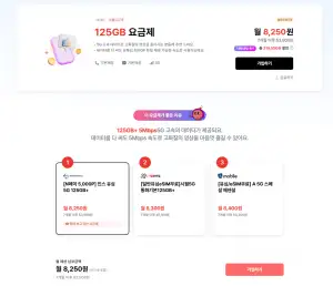 5G 역대가 125GB + 5MB (7개월) 일반유심 무료 ESIM 2,750원