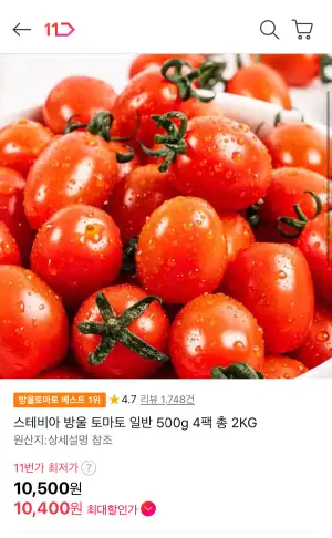 스테비아 방울토마토 2kg