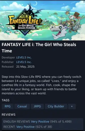 [스팀] FANTASY LIFE i : 빙글빙글 용과 시간을 훔치는 소녀