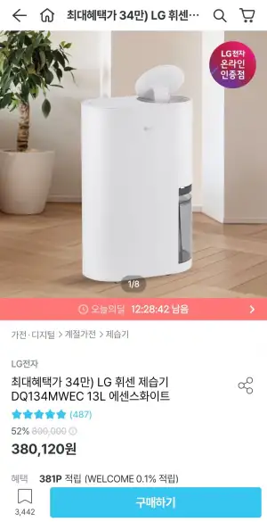 LG 휘센 제습기 DQ134MWEC 13L 에센스화이트