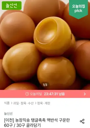 탱글촉촉 맥반석 구운란 60구 대란