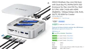 [아마존] 오리코 MiniRaid, Mac mini M4 독