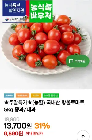 국내산 방울토마토 5kg 중과