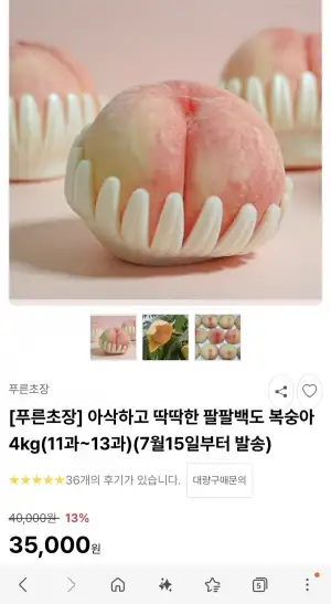 아삭하고 딱딱한 팔팔백도 복숭아 4kg11과~13과