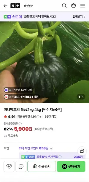 미니밤호박 특품 2kg