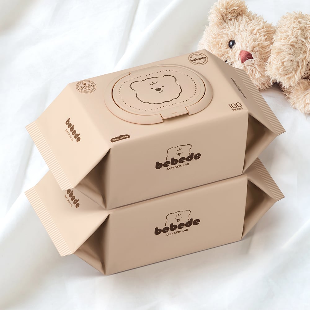 Khăn ướt dành cho trẻ em Bebed Baby Bear không gây dị ứng loại nắp, 100 tờ, 20 miếng
