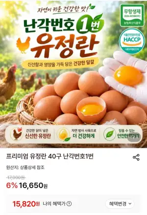 프리미엄 유정란 40구 난각번호 1번