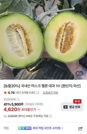머스크메론 대과 2kg 1수