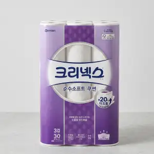 크리넥스 순수소프트 쿠션 화장지, 3겹, 25m, 30롤, 2개