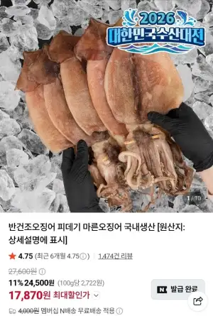 반건조오징어 피데기 10미 700g내외